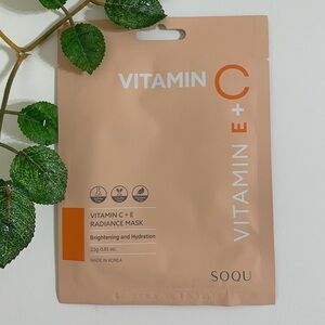 New $5ea OR 5/$18 SOQU Vitamin C+E Nutrition Radiance Sheet Face Mask